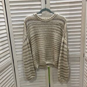 Z Supply Cream and Brown Striped Sweater